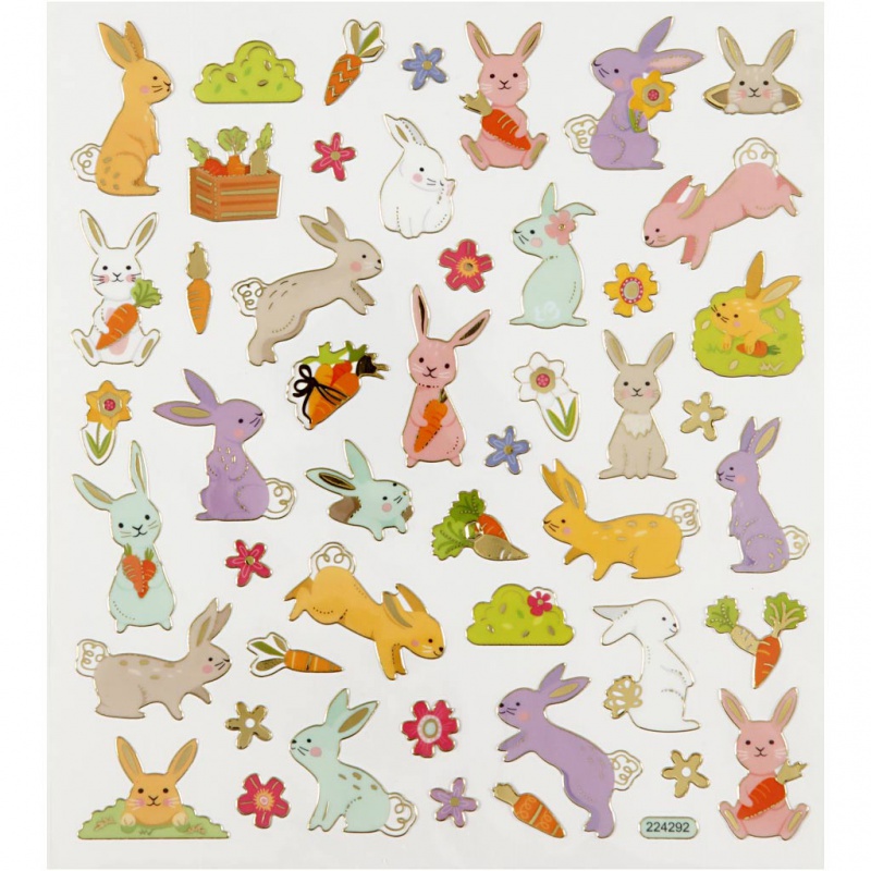 Sticker, Osterhase, Blatt 15x16,5 cm, ca. 50 Stk, 1 Bl.