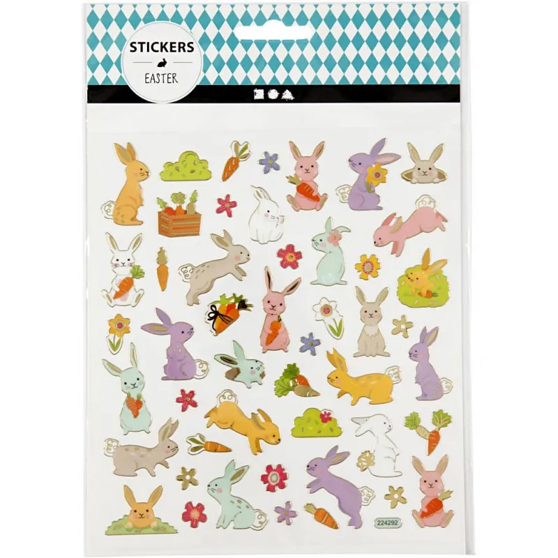 Sticker, Osterhase, Blatt 15x16,5 cm, ca. 50 Stk, 1 Bl.