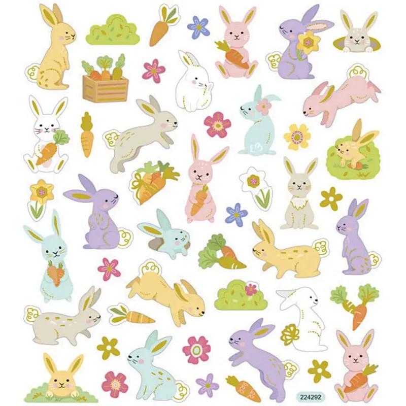 Sticker, Osterhase, Blatt 15x16,5 cm, ca. 50 Stk, 1 Bl.