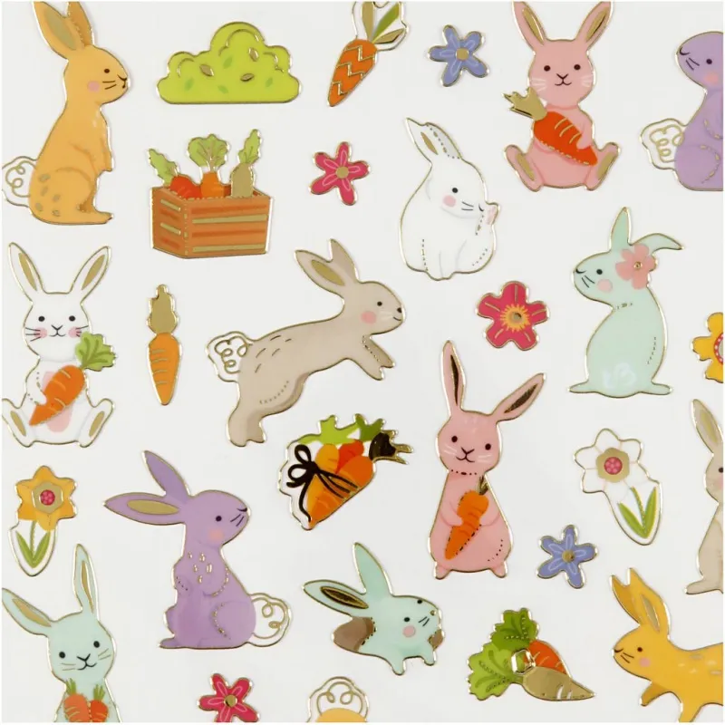 Sticker, Osterhase, Blatt 15x16,5 cm, ca. 50 Stk, 1 Bl.