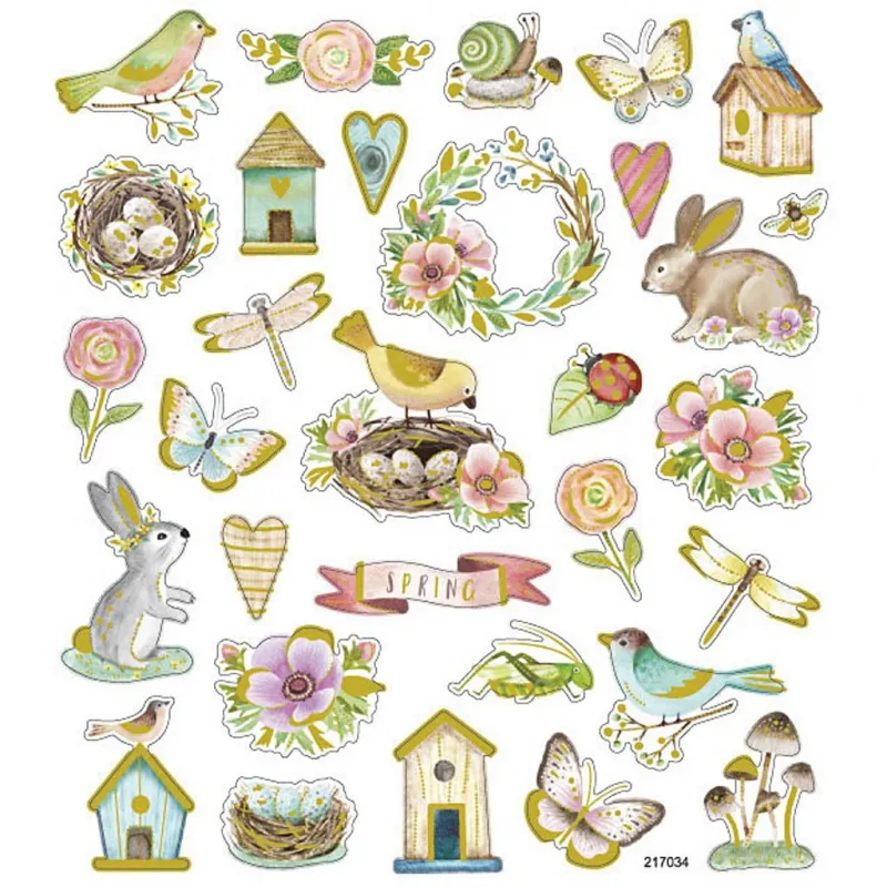 Sticker, Frühling und Ostern, Blatt 15x16,5 cm, ca. 34 Stk, 1 Bl.