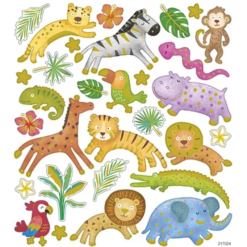 Sticker, Wilde Tiere, Blatt 15x16,5 cm, 1 Bl.