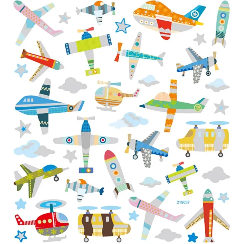 Sticker, Flugzeuge & Hubschrauber, Blatt 15x16,5 cm, ca. 42 Stk, 1 Bl.