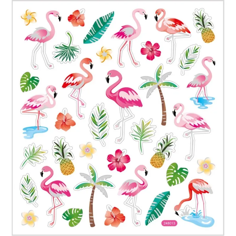 Sticker, Flamingo, Blatt 15x16,5 cm, ca. 37 Stk, 1 Bl.
