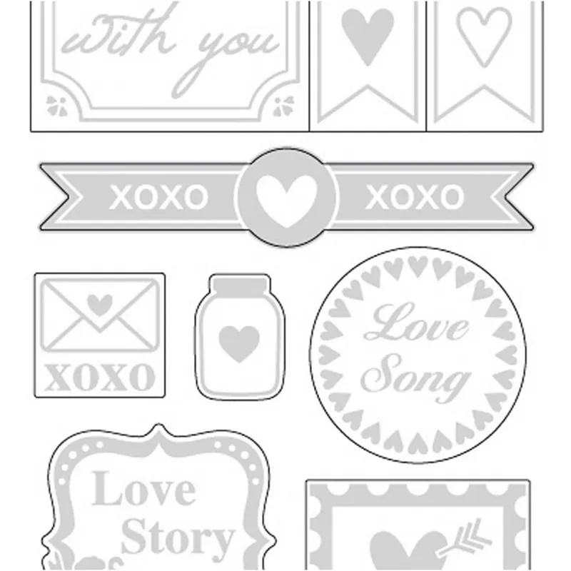 Sticker mit Sternen, Love, Blatt 10x24 cm, ca. 14 Stk, Silber, 1 Bl.
