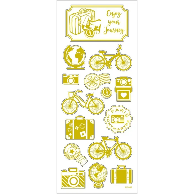 Sticker 'Thank you', Rund um die Welt, Blatt 10x24 cm, ca. 15 Stk, Gold, 1 Bl.