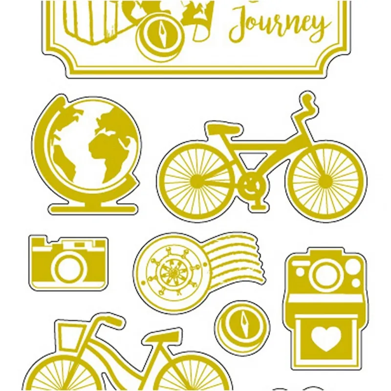 Sticker 'Thank you', Rund um die Welt, Blatt 10x24 cm, ca. 15 Stk, Gold, 1 Bl.