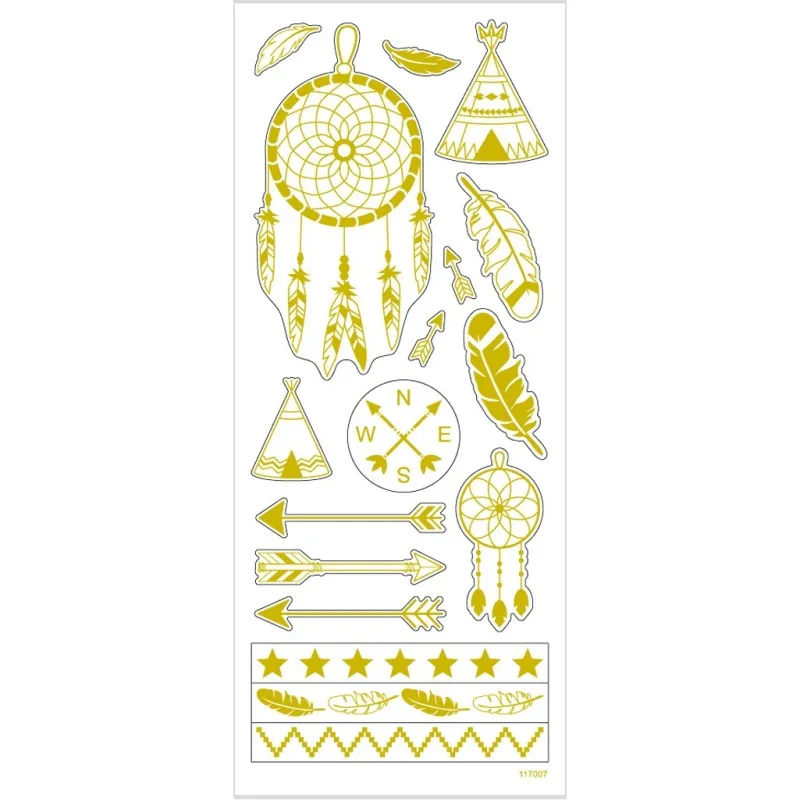 Sticker 'Thank you', Indianer-Motive, Blatt 10x24 cm, ca. 17 Stk, Gold, 1 Bl.