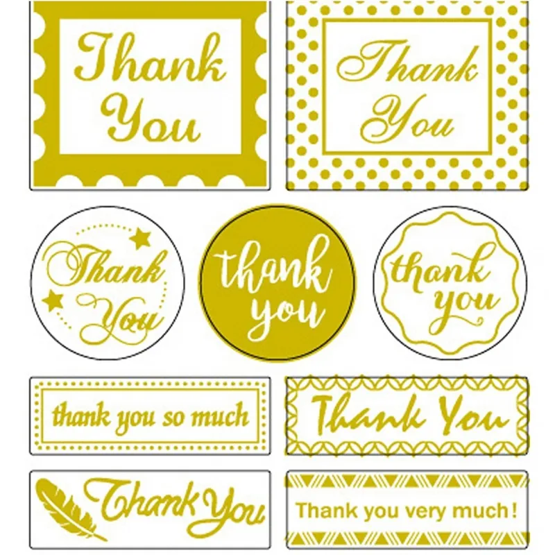 Sticker 'Thank you', Thank you, Blatt 10x24 cm, ca. 19 Stk, Gold, 1 Bl.