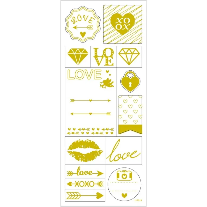 Sticker 'Thank you', Love, Blatt 10x24 cm, ca. 14 Stk, Gold, 1 Bl.