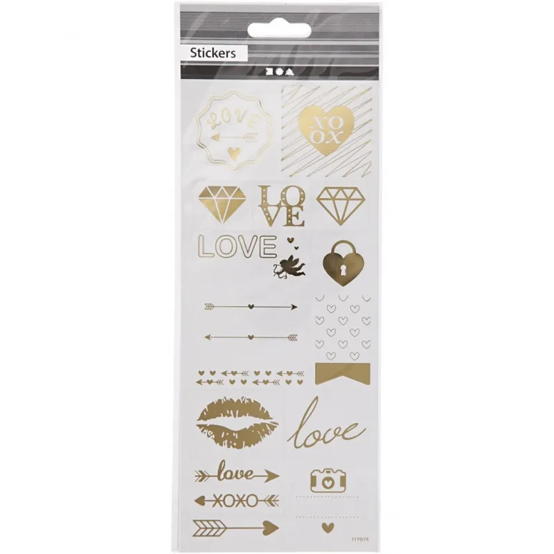 Sticker 'Thank you', Love, Blatt 10x24 cm, ca. 14 Stk, Gold, 1 Bl.