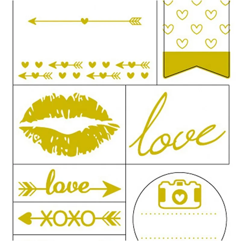 Sticker 'Thank you', Love, Blatt 10x24 cm, ca. 14 Stk, Gold, 1 Bl.