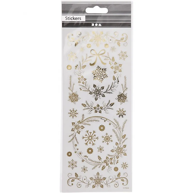 Sticker 'Thank you', Weihnachtssterne, Blatt 10x24 cm, ca. 29 Stk, Gold, 1 Bl.
