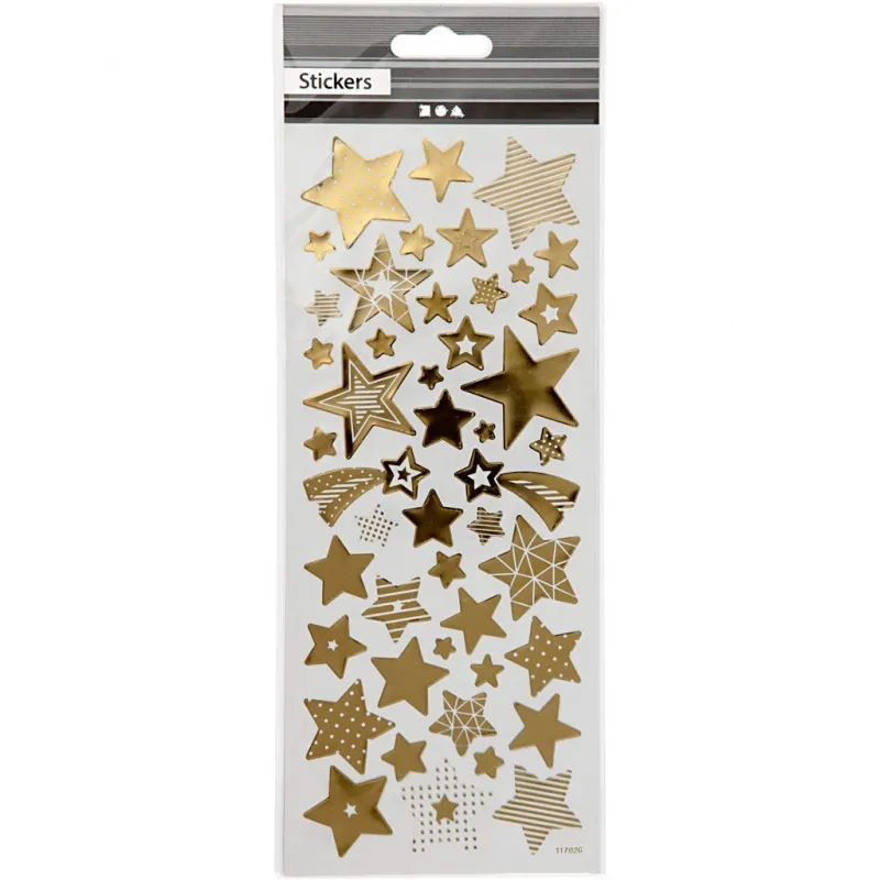 Sticker 'Thank you', Sterne, Blatt 10x24 cm, ca. 52 Stk, Gold, 1 Bl.
