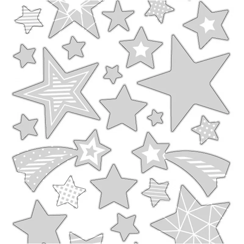 Sticker mit Sternen, Sterne, Blatt 10x24 cm, ca. 52 Stk, Silber, 1 Bl.