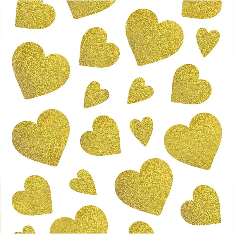 Glitzeraufkleber, Herzen, Blatt 10x24 cm, ca. 84 Stk, Gold, 2 Bl./ 1 Pck