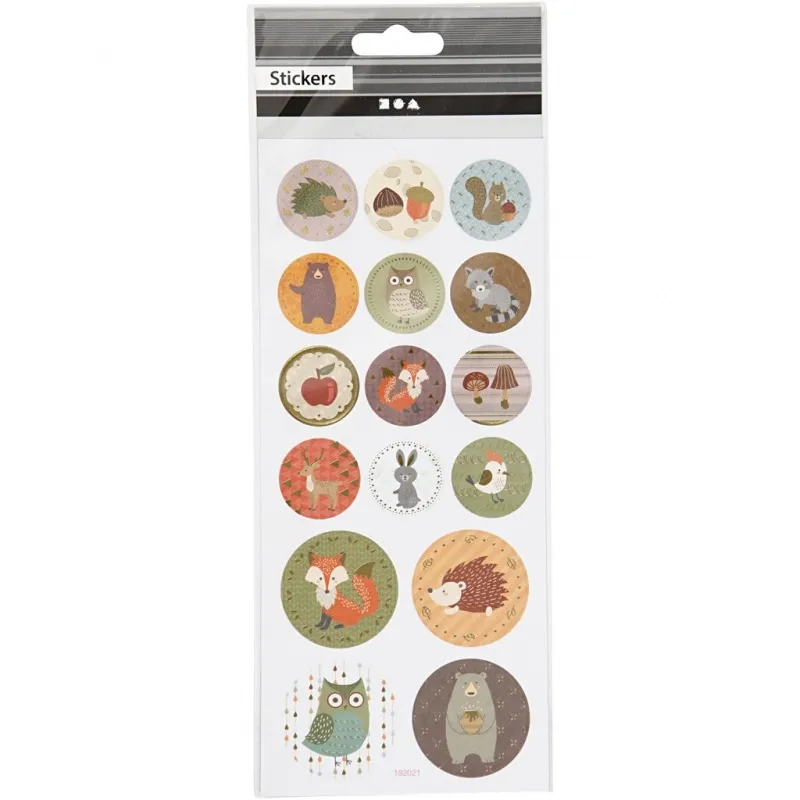 Sticker, Waldtiere, Blatt 10x23 cm, ca. 16 Stk, 1 Bl.