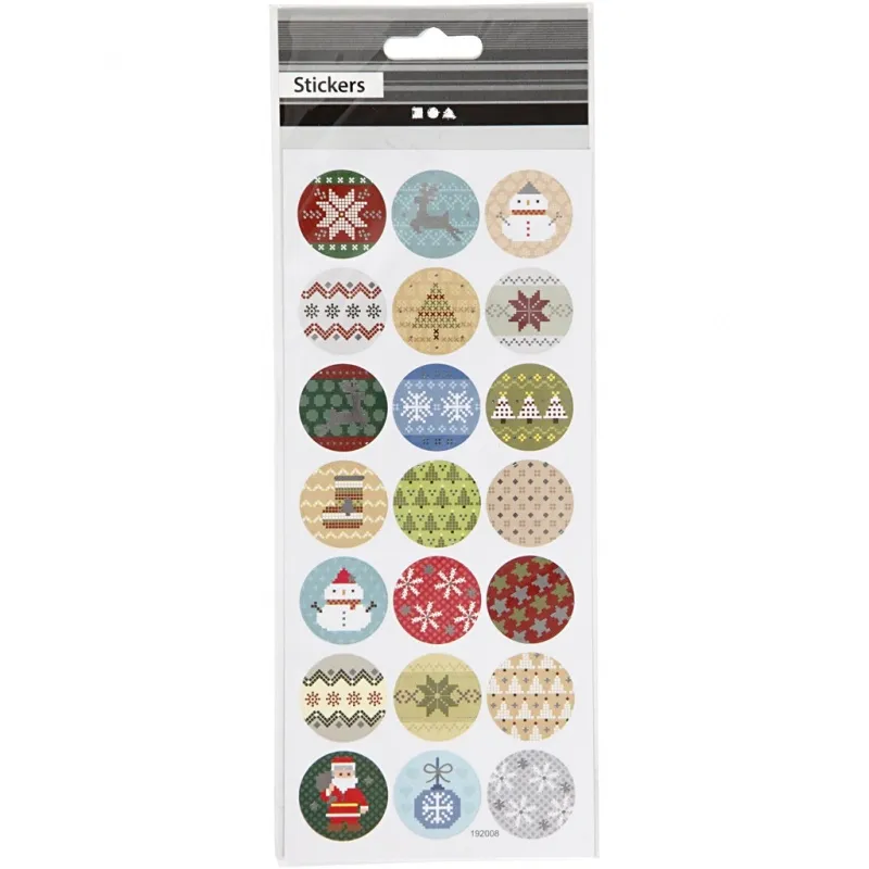 Sticker mit Weihnachtsmotiven, Weihnachtliche Stickerei, Blatt 10x23 cm, ca. 21 Stk, 1 Bl.