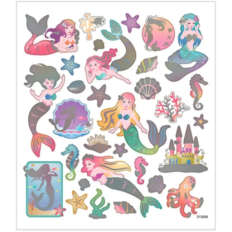 Sticker, Meerjungfrauen, Blatt 15x16,5 cm, ca. 32 Stk, 1 Bl.