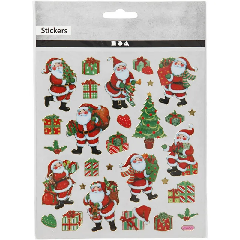 Sticker, Klassische Weihnachtsfiguren, Blatt 15x16,5 cm, ca. 29 Stk, 1 Bl.