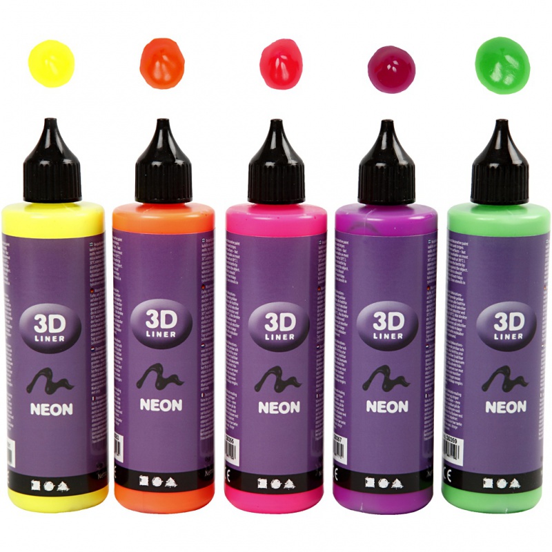 3D Liner, Neonfarben, 5x100 ml/ 1 Pck
