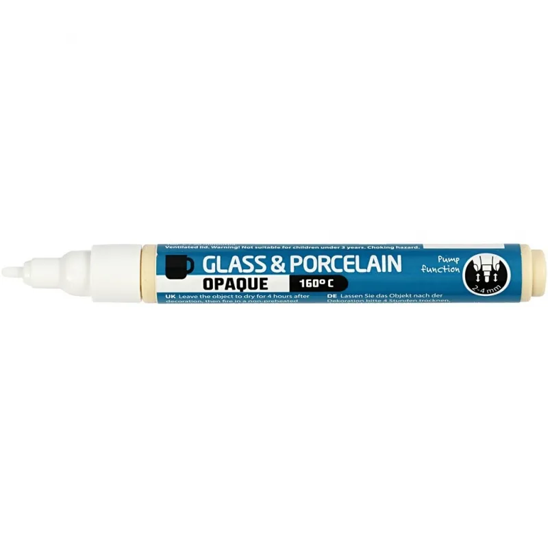 Glas- und Porzellanmalstift, Strichstärke 2-4 mm, Deckend, Weiß, 1 Stk