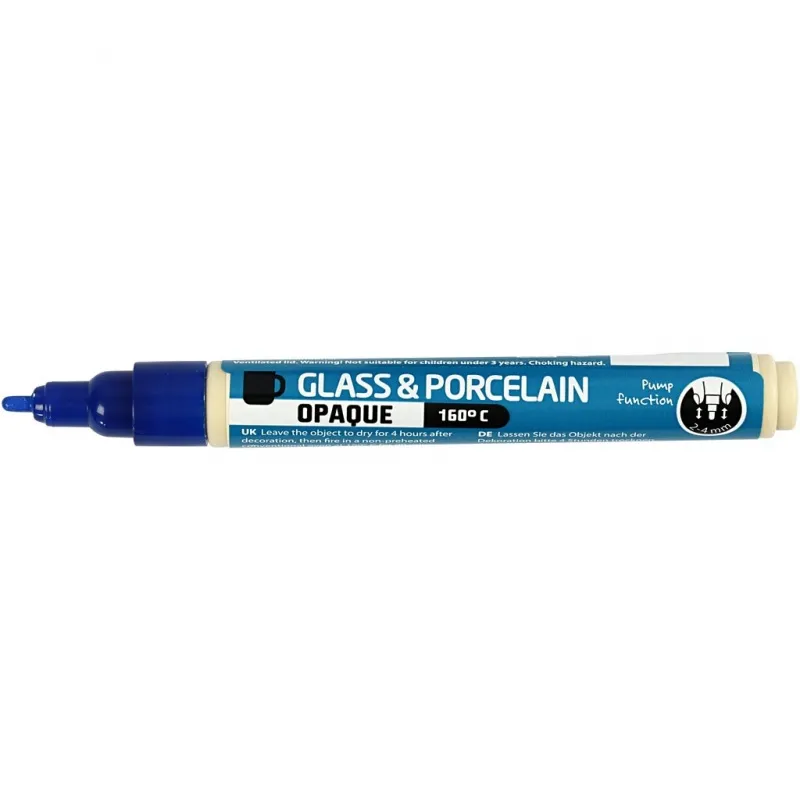 Glas- und Porzellanmalstift, Strichstärke 2-4 mm, Deckend, Dunkelblau, 1 Stk