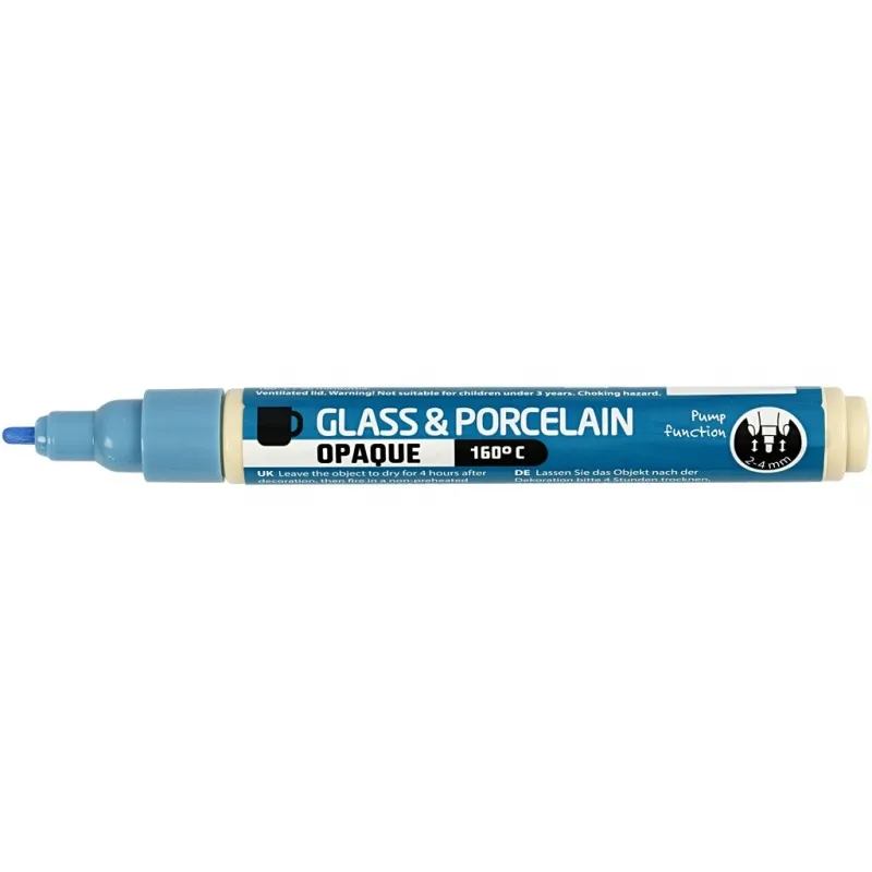 Glas- und Porzellanmalstift, Strichstärke 2-4 mm, Deckend, Hellblau, 1 Stk