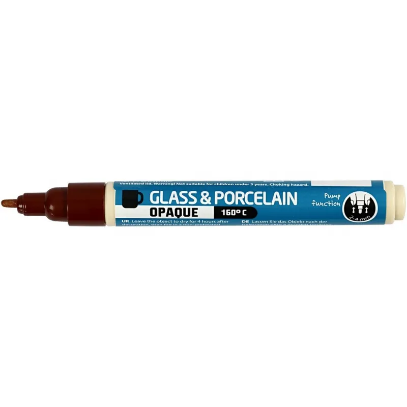 Glas- und Porzellanmalstift, Strichstärke 2-4 mm, Deckend, Braun, 1 Stk