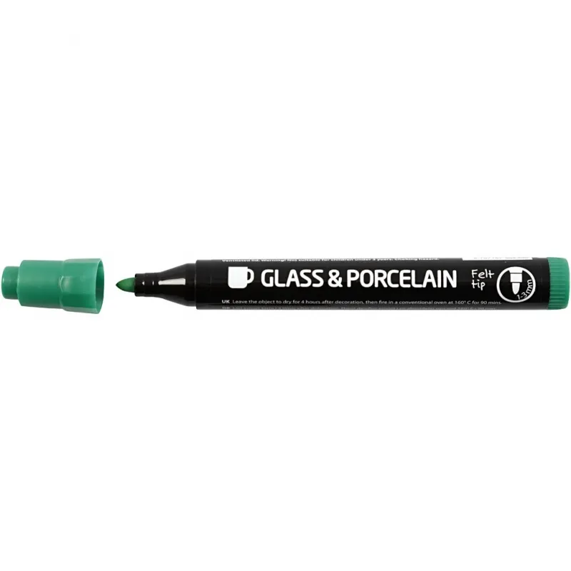 Glas-/Porzellanmarker, Strichstärke 1-3 mm, Halbdeckend, 6 Stk/ 1 Pck