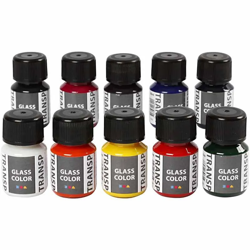 Glass Color Transparent, Sortierte Farben, 300 ml, 10x30 ml/ 1 Pck