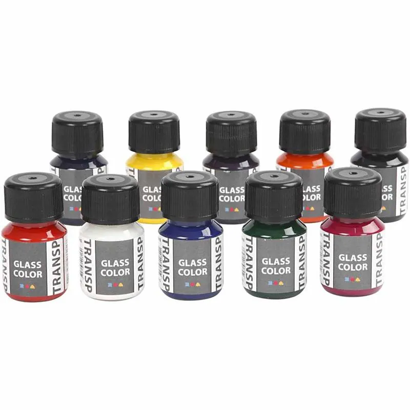 Glass Color Transparent, Sortierte Farben, 300 ml, 10x30 ml/ 1 Pck