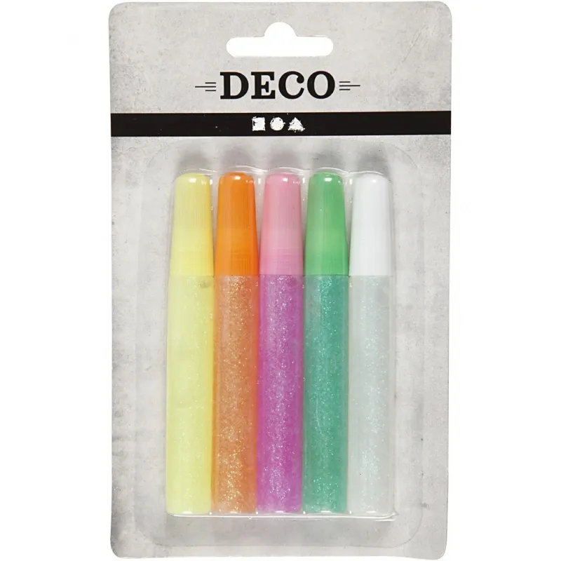Glitzerkleber, Pastellfarben, 5x10 ml/ 1 Pck