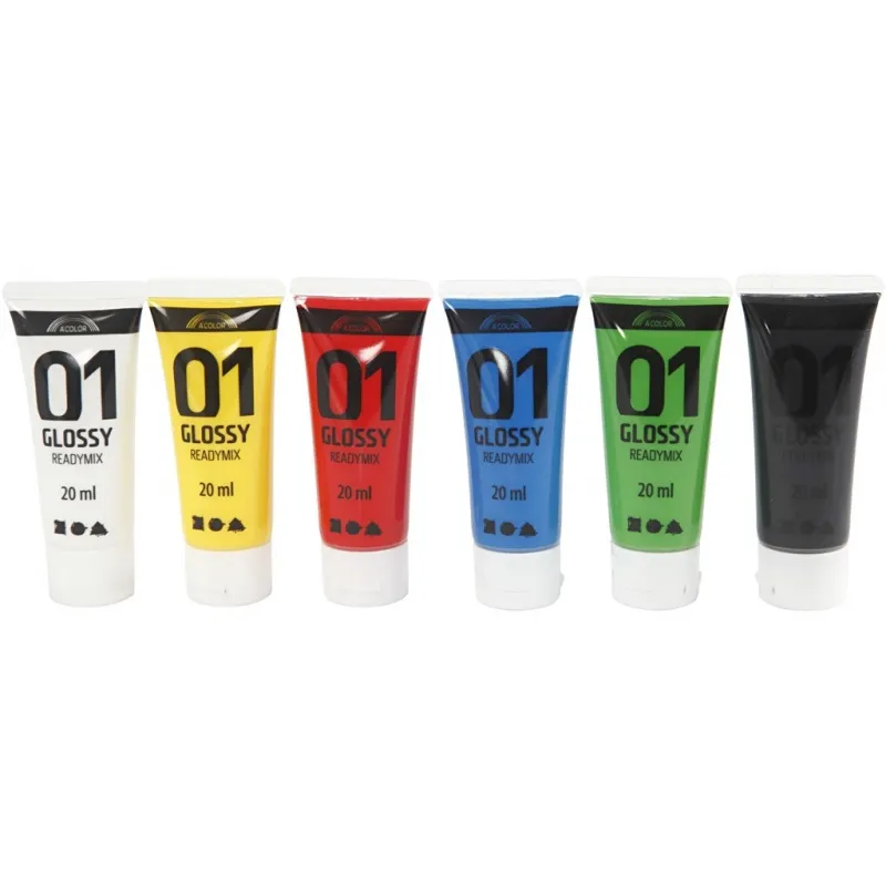 Acrylfarbe, glänzend, Standard-Farben, 6x20 ml/ 1 Pck