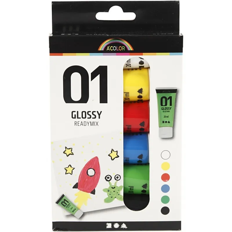 Acrylfarbe, glänzend, Standard-Farben, 6x20 ml/ 1 Pck