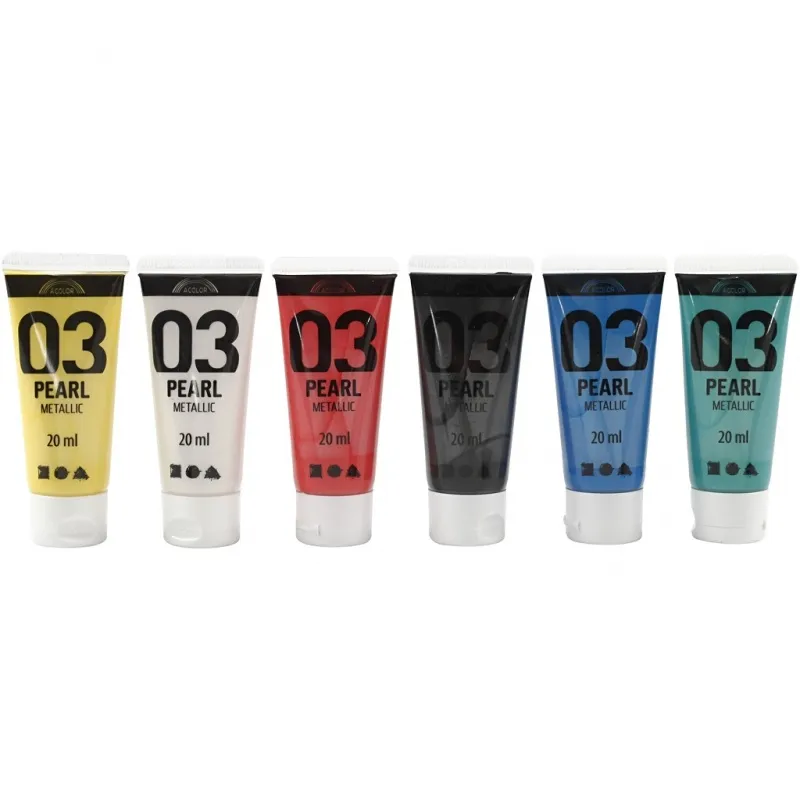 Metallic-Acrylfarbe, Metallic, Standard-Farben, 6x20 ml/ 1 Pck