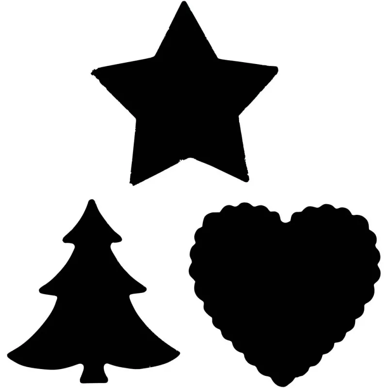 Motivstanzer, Stern, Herz, Weihnachtsbaum, Größe 16 mm, Rot, 3 Stk/ 1 Set