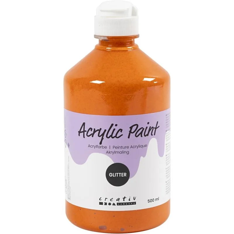 Glitter-Acrylfarbe, Sortierte Farben, 3000 ml, 6x500 ml/ 1 Pck