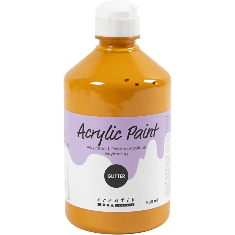 Glitter-Acrylfarbe, Sortierte Farben, 3000 ml, 6x500 ml/ 1 Pck