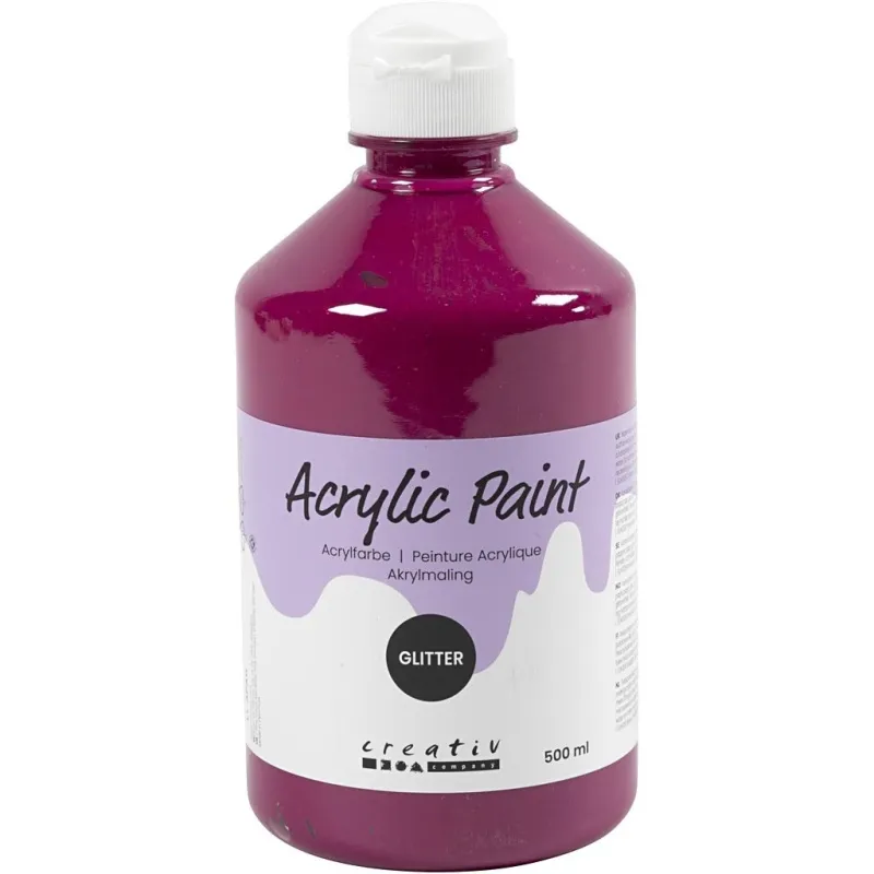 Glitter-Acrylfarbe, Sortierte Farben, 3000 ml, 6x500 ml/ 1 Pck