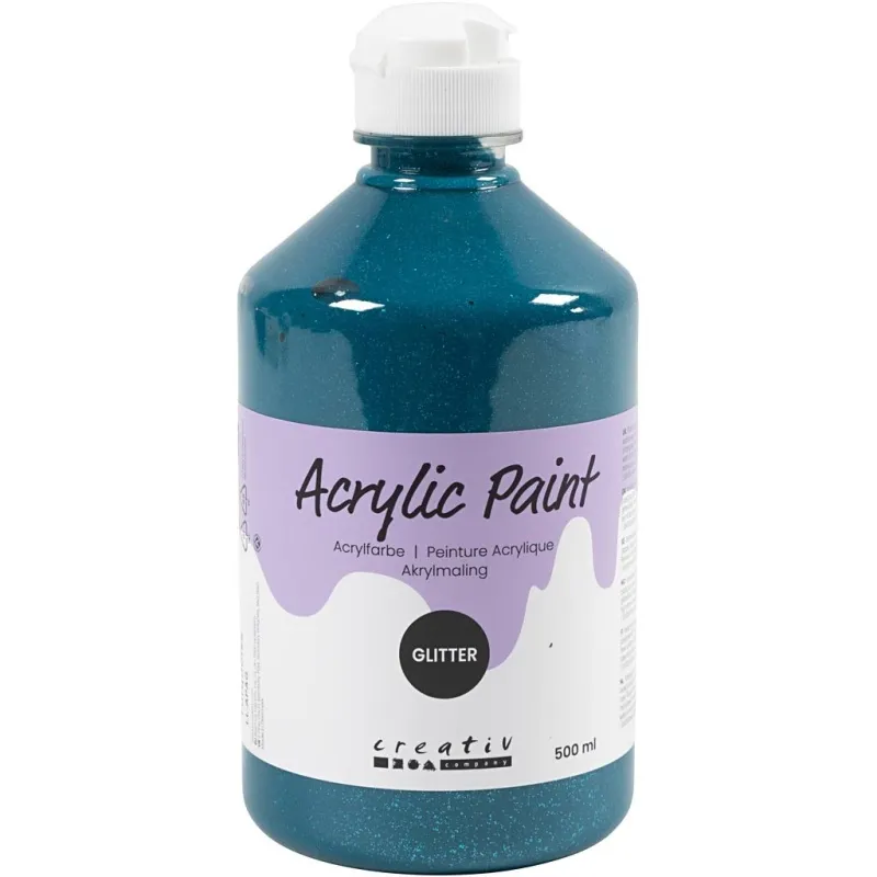 Glitter-Acrylfarbe, Sortierte Farben, 3000 ml, 6x500 ml/ 1 Pck