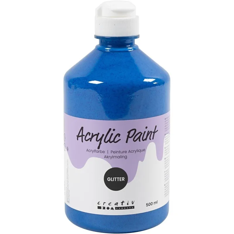 Glitter-Acrylfarbe, Sortierte Farben, 3000 ml, 6x500 ml/ 1 Pck