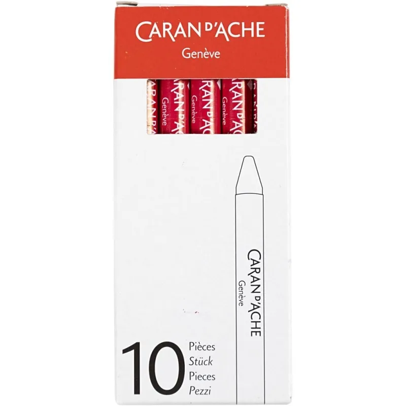 CARAN D’ACHE Neocolor I - Ölkreide, L 10 cm, Dicke 8,5 mm, Karminrot (080), 10 Stk/ 1 Pck