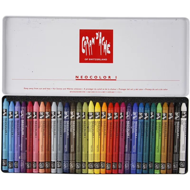 CARAN D’ACHE Neocolor I - Ölkreide, L 10 cm, Dicke 8,5 mm, Sortierte Farben, 30 Stk/ 1 Pck