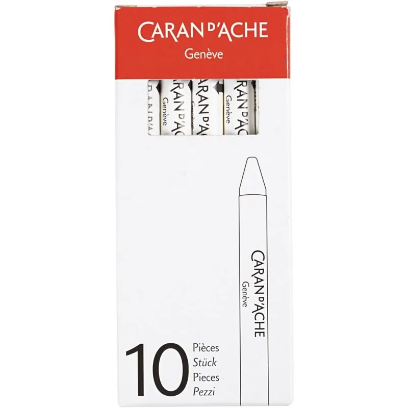 CARAN D’ACHE Neocolor I - Ölkreide, L 10 cm, Dicke 8,5 mm, Weiß (001), 10 Stk/ 1 Pck