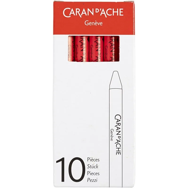 CARAN D’ACHE Neocolor I - Ölkreide, L 10 cm, Dicke 8,5 mm, Scharlachrot (070), 10 Stk/ 1 Pck