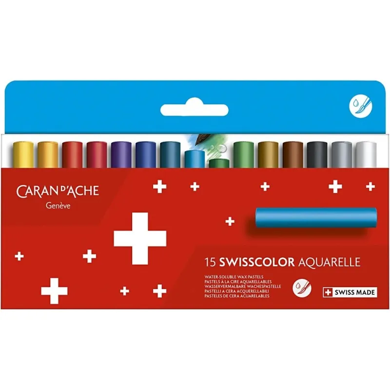 CARAN D’ACHE Neocolor II, Junior, L 5 cm, Dicke 8,5 mm, Sortierte Farben, 15 Stk/ 1 Pck