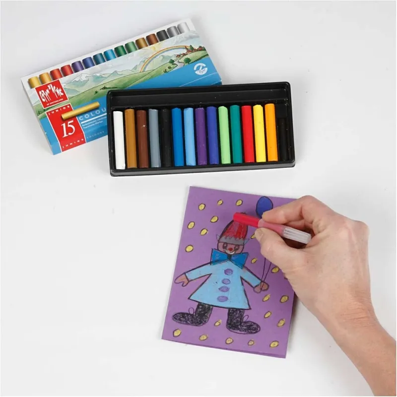 CARAN D’ACHE Neocolor II, Junior, L 5 cm, Dicke 8,5 mm, Sortierte Farben, 15 Stk/ 1 Pck