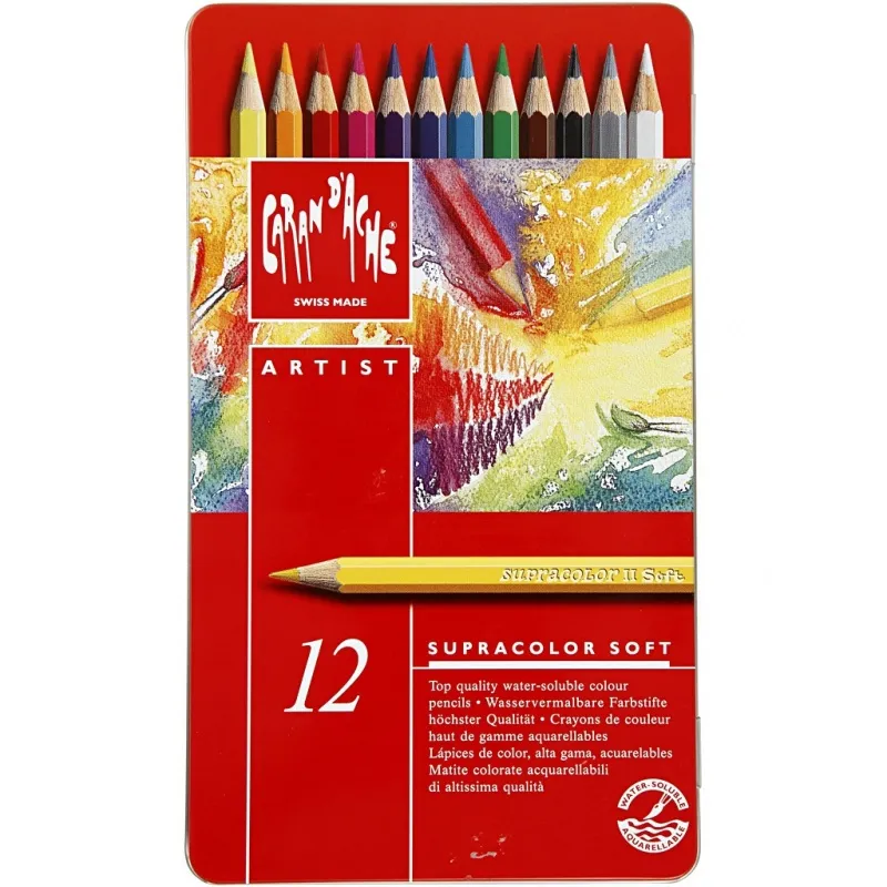 CARAN D’ACHE Supracolor II, L 17 cm, Mine 3.8 mm, Sortierte Farben, 12 Stk/ 1 Pck