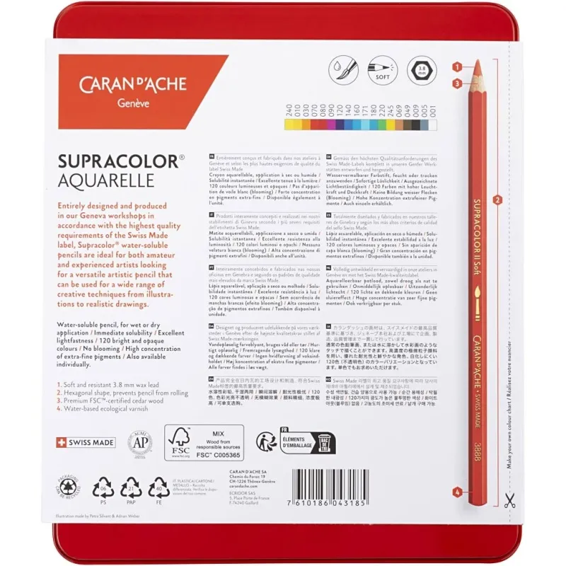 CARAN D’ACHE Supracolor II, L 17 cm, Mine 3.8 mm, Sortierte Farben, 18 Stk/ 1 Pck